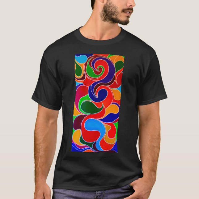 Australian Aboriginal Rainbow Dreamtime Mans T-S T Shirt (Framsida)