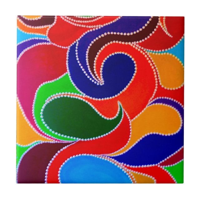 Australian Aboriginal Rainbow Dreamtime Tile Kakelplatta (Framsidan)