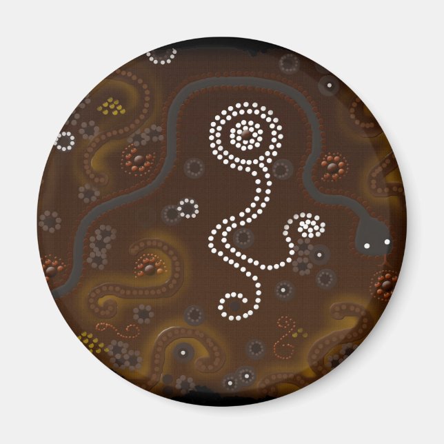 Australian Aboriginal Stil Desert Art Magnet (Framsidan)
