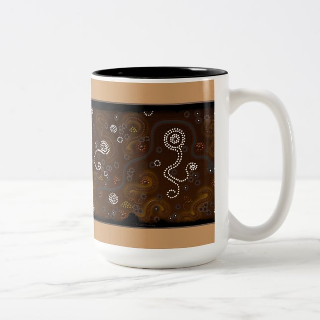 Australian Aboriginal Stil Desert Art Två-Tonad Mugg (Höger)
