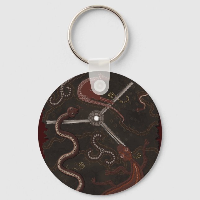 Australian Aboriginal Stil Keychain Nyckelring (Framsida)