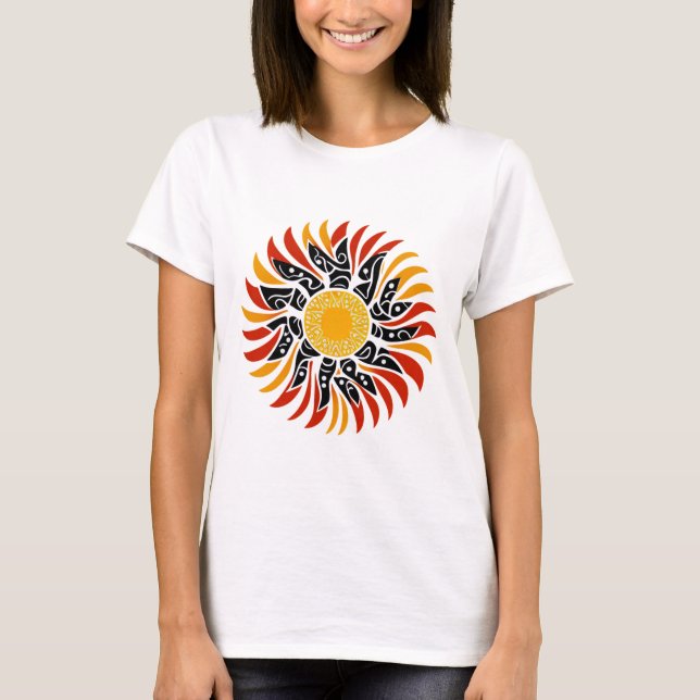 Australian Aboriginal Sunshine Art T Shirt (Framsida)