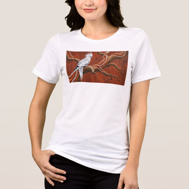 Australian Aboriginal-themed Cockatiel T Shirt (Framsida)