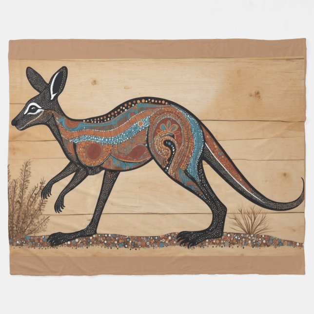 Australian Aboriginal-themed Kangaroo Fleecefilt (Framsidan (Horisontell))
