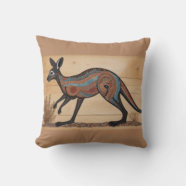 Australian Aboriginal-themed Kangaroo Kudde (Framsida)