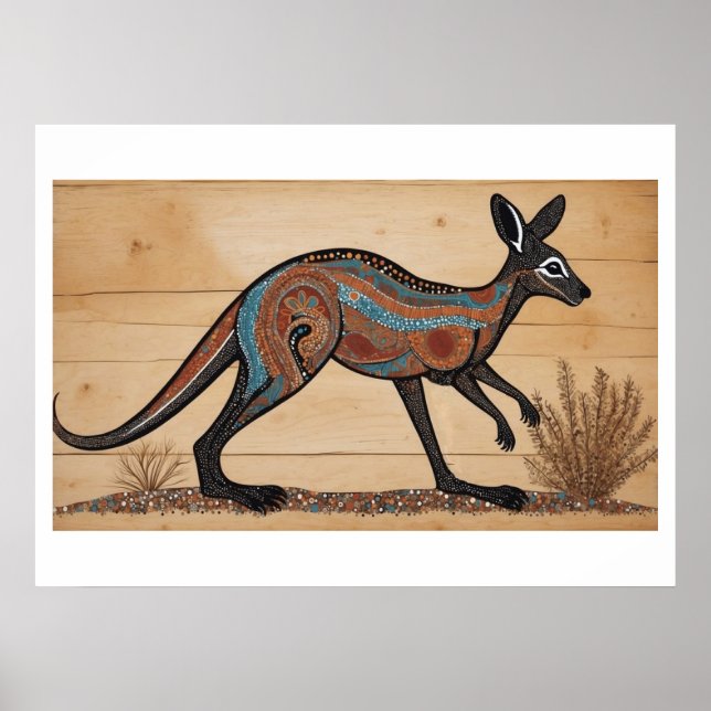 Australian Aboriginal-themed Sunset on a Lake Poster (Framsidan)