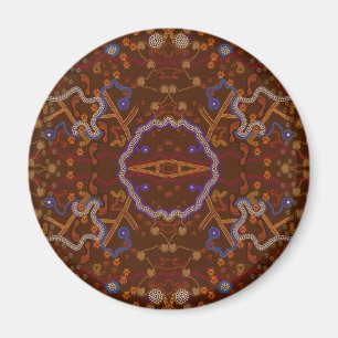 Australian Aborigine Walkabout med Animal Tracks Magnet