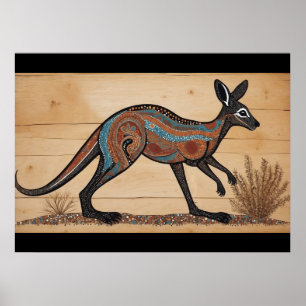 Australian Aborigined Kangaroo Poster