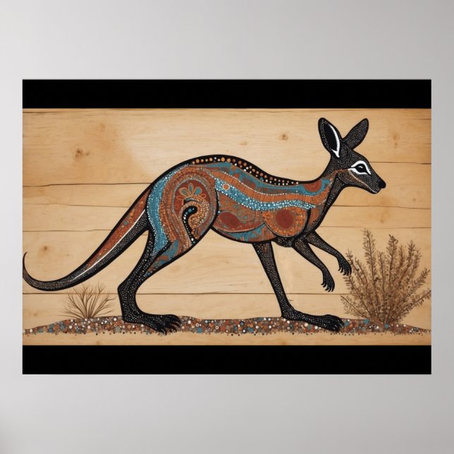 Australian Aborigined Kangaroo Poster (Framsidan)
