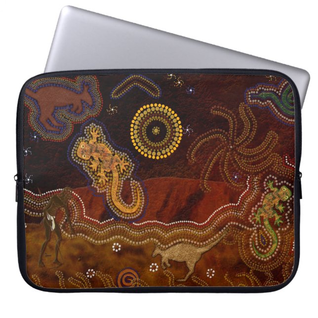 Australian Aborigines Hunting Kangaroo & Geckos Laptop Sleeve (Framsidan)