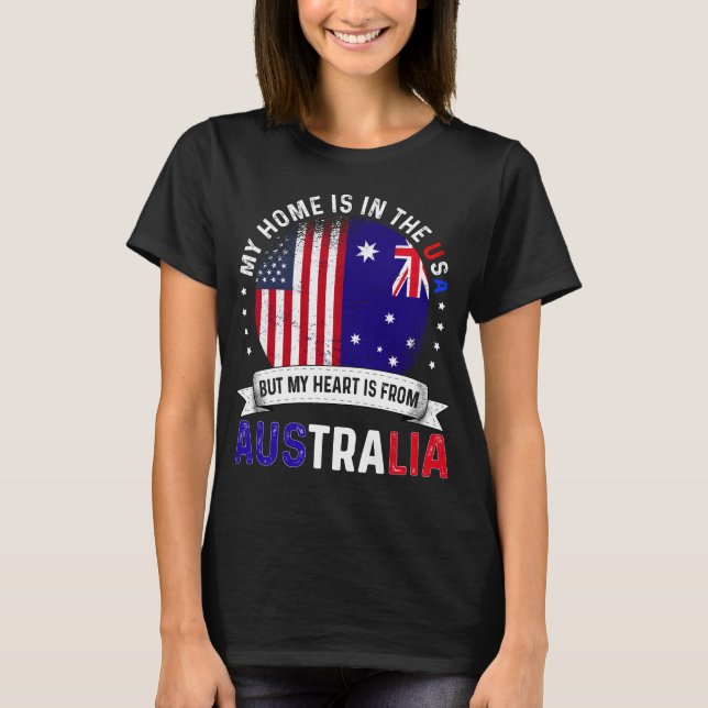 Australian American Flagga Australian Roots USA T Shirt (Framsida)