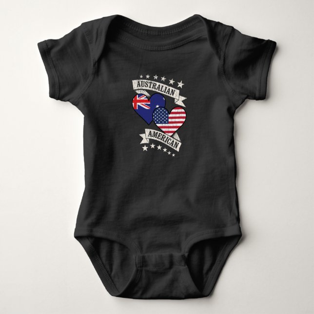 Australian American Heart Flaggor Australien Ameri T Shirt (Framsida)