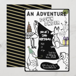 Australian Animal Coloring Page Barns födelsedag Inbjudningar