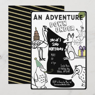 Australian Animal Coloring Page Barns födelsedag Inbjudningar