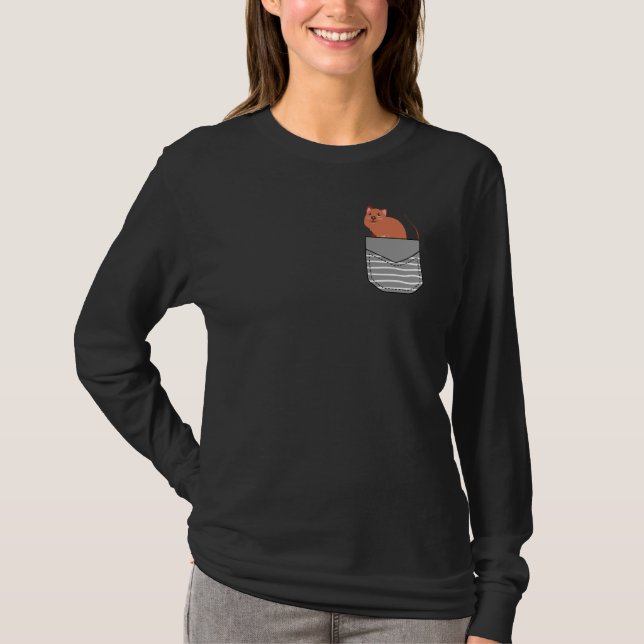 Australian Animal Cute Quokka In Pocket T Shirt (Framsida)