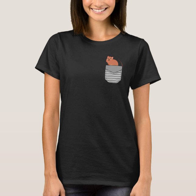 Australian Animal Cute Quokka In Pocket T Shirt (Framsida)