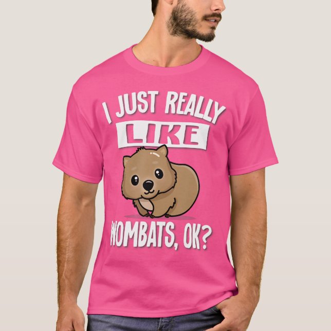 Australian Animal Lover Wombat T Shirt (Framsida)