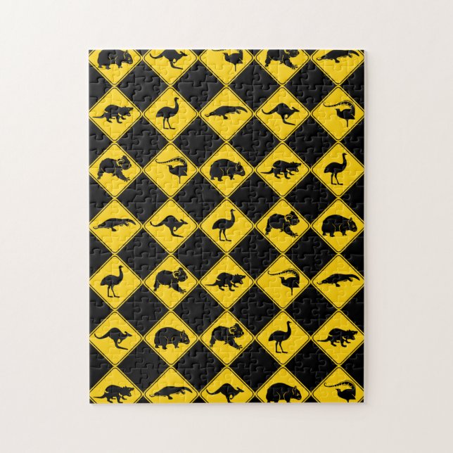 Australian Animal Road Signs Checkerboard Mönster Pussel (Vertikal)