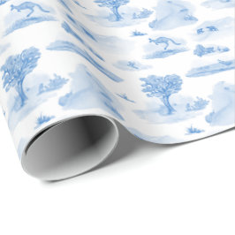 Australian Animal Toile (Blue) Wrapping Paper Presentpapper