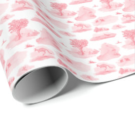 Australian Animal Toile (Coral) Wrapping Paper Presentpapper