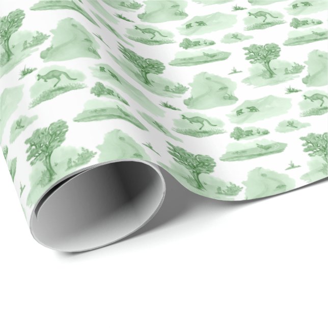 Australian Animal Toile (Green) Presentpapper (Rullad Hörn)