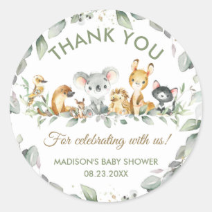 Australian Animals Birthday Baby Shower Favor Runt Klistermärke