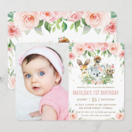 Australian Animals  Blommigt Birthday Photo Inbjudningar