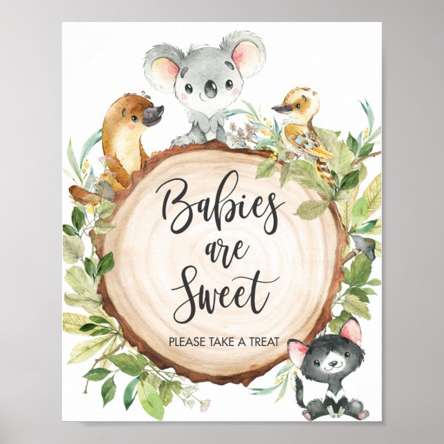 Australian Animals Greenery Babies Are Sweet Treat Poster (Framsidan)
