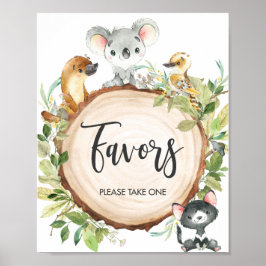 Australian Animals Greenery Baby Shower Favors Poster