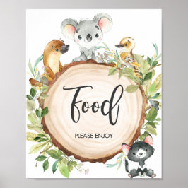 Australian Animals Greenery Baby Shower Food Sign Poster