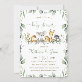 Australian Animals Greenery Baby Shower Neutralt Inbjudningar