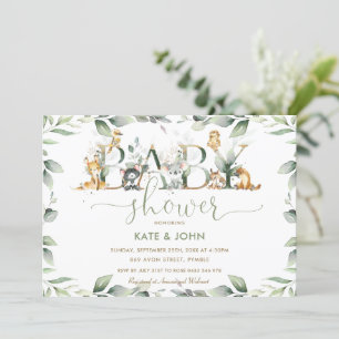 Australian Animals Greenery Baby Shower Neutralt Inbjudningar