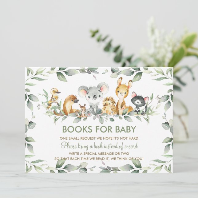 Australian Animals Greenery Bokar för Baby Card Inbjudningar (Stående Fram)