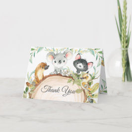 Australian Animals Greenery Neutralt Baby Shower Tack Kort