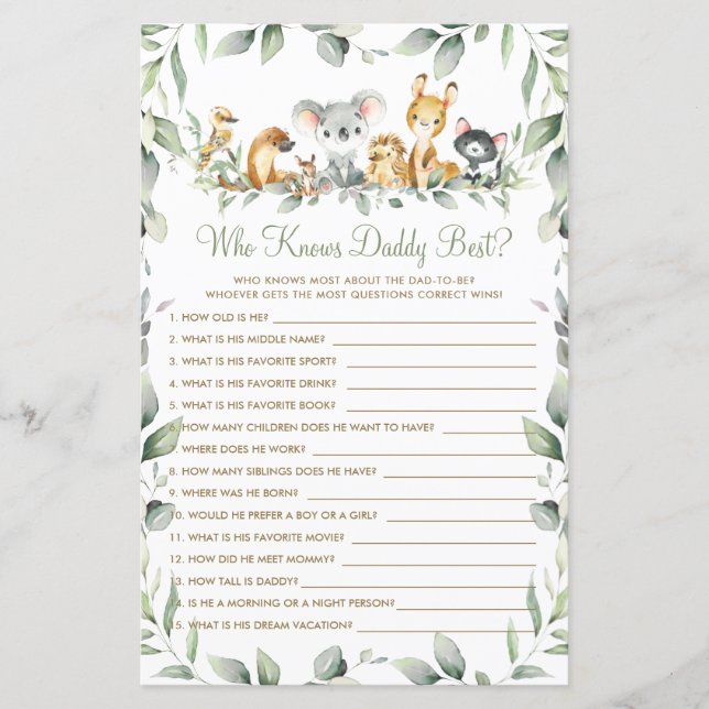 Australian Animals Grönt som känner pappa Best Gam (Framsida)