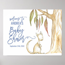 Australian Animals | Kangaroo Baby Shower Välkomme Poster