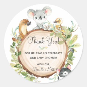Australian Animals Koala Birthday Baby Shower Runt Klistermärke