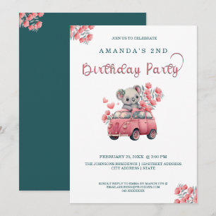 Australian Animals Koala Blue BIRTHDAY Inbjudningar