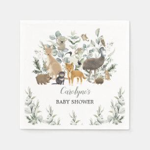 Australian Animals Leafy Eucalyptus Baby Shower Pappersservett