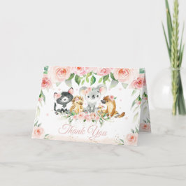 Australian Animals  Rosa Blommigt Baby Shower Tack Kort