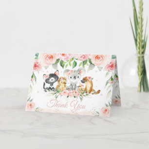 Australian Animals Rosa Blommigt Baby Shower Tack Kort