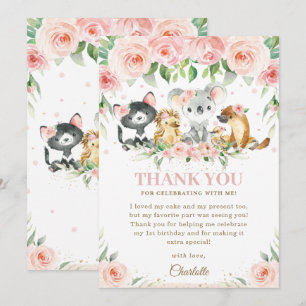 Australian Animals Rosa Blommigt Birthday Baby Tack Kort