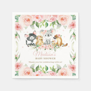 Australian Animals Rosa Blommigt Girl Baby Shower Pappersservett