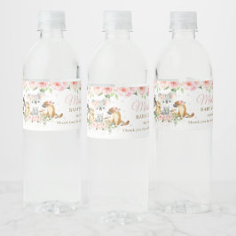 Australian Animals Rosa Blommigt Girl Baby Shower Vattenflaskor Etikett