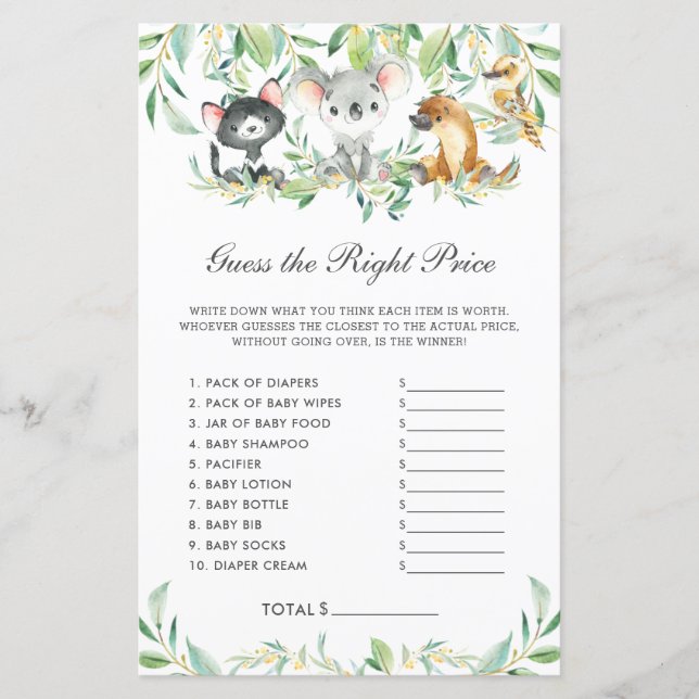 Australian Animals Shower Gissa Högerna Pris (Framsida)