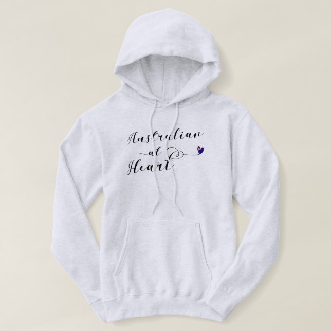 Australian At Heart Hoodie, Aus Sweatshirt Med Luva (Design framsida)