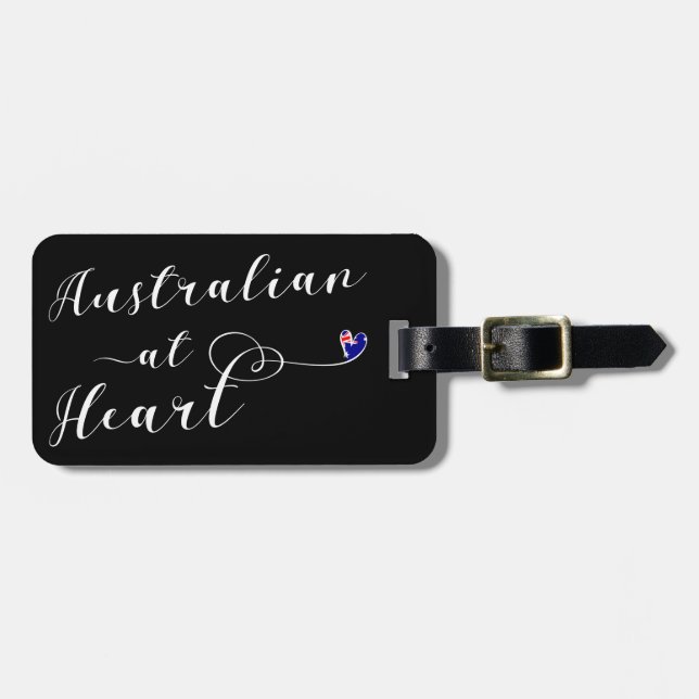 Australian At Heart Luggage Tag Template, Aus Bagagebricka (Horisontell Framsida)
