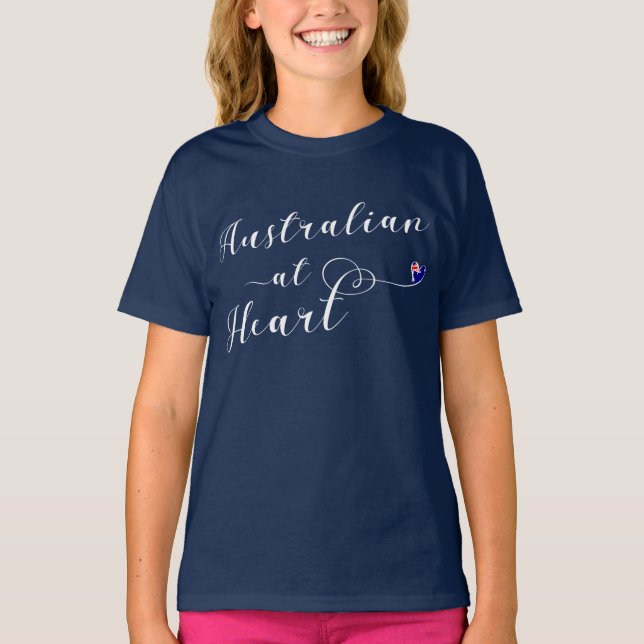 Australian At Heart Tee Shirt, Aus Shirt (Framsida)