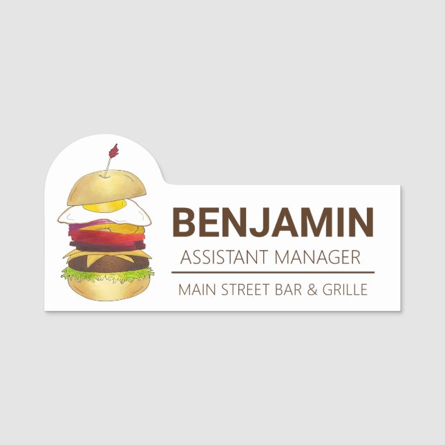 Australian Aussie BBQ Barbecue Burger med lott Namnbricka (Framsida)