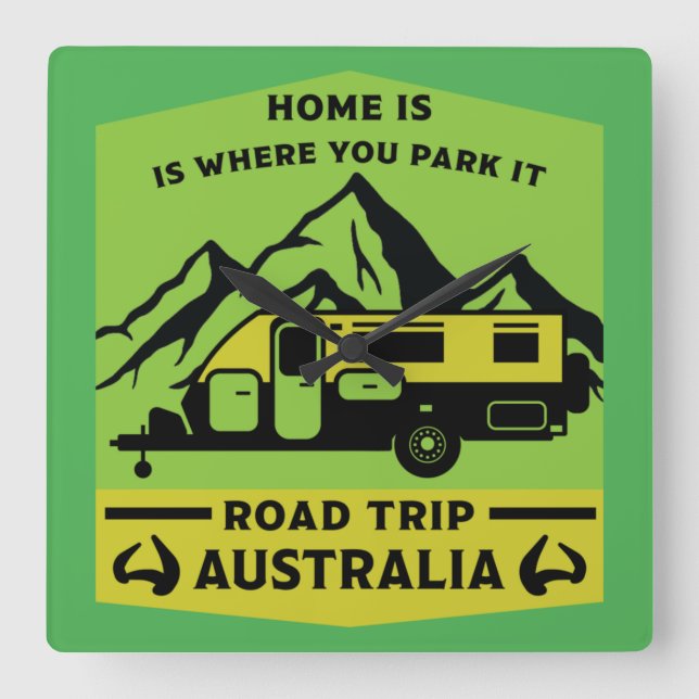 Australian Aussie Caravan Caravanning Summer Fyrkantig Klocka (Framsida)